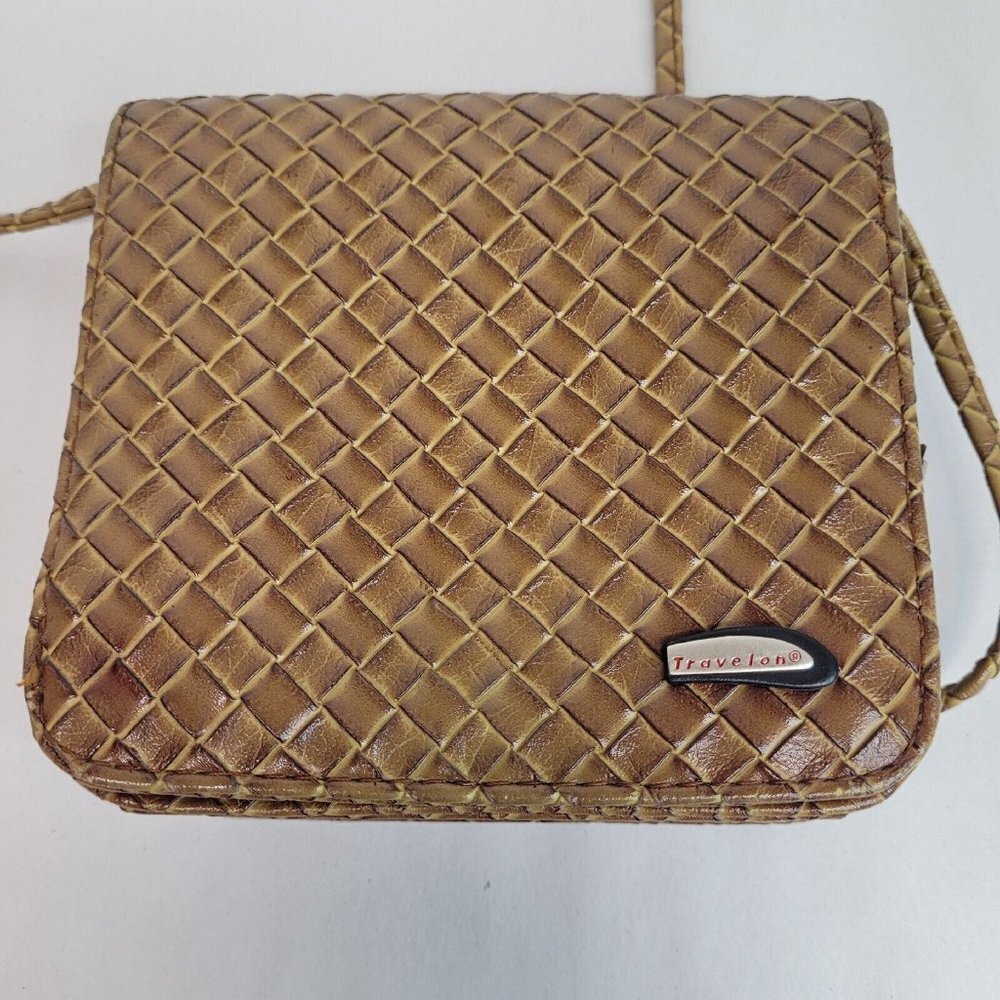 Travelon Purse Anti Theft Crossbody Braided Leather Travel Bag Organizer Light